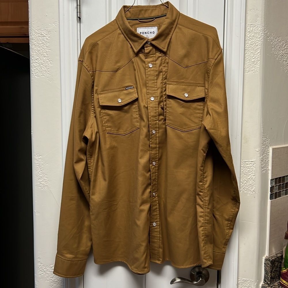 Poncho Burnt Orange Flannel Western XL Slim EUC